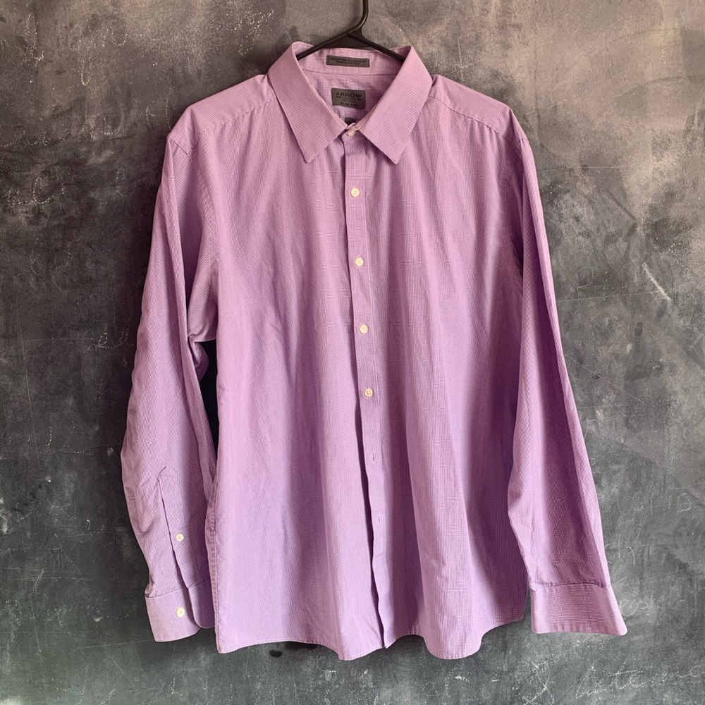 Arrow Purple and White Checkered Button Up